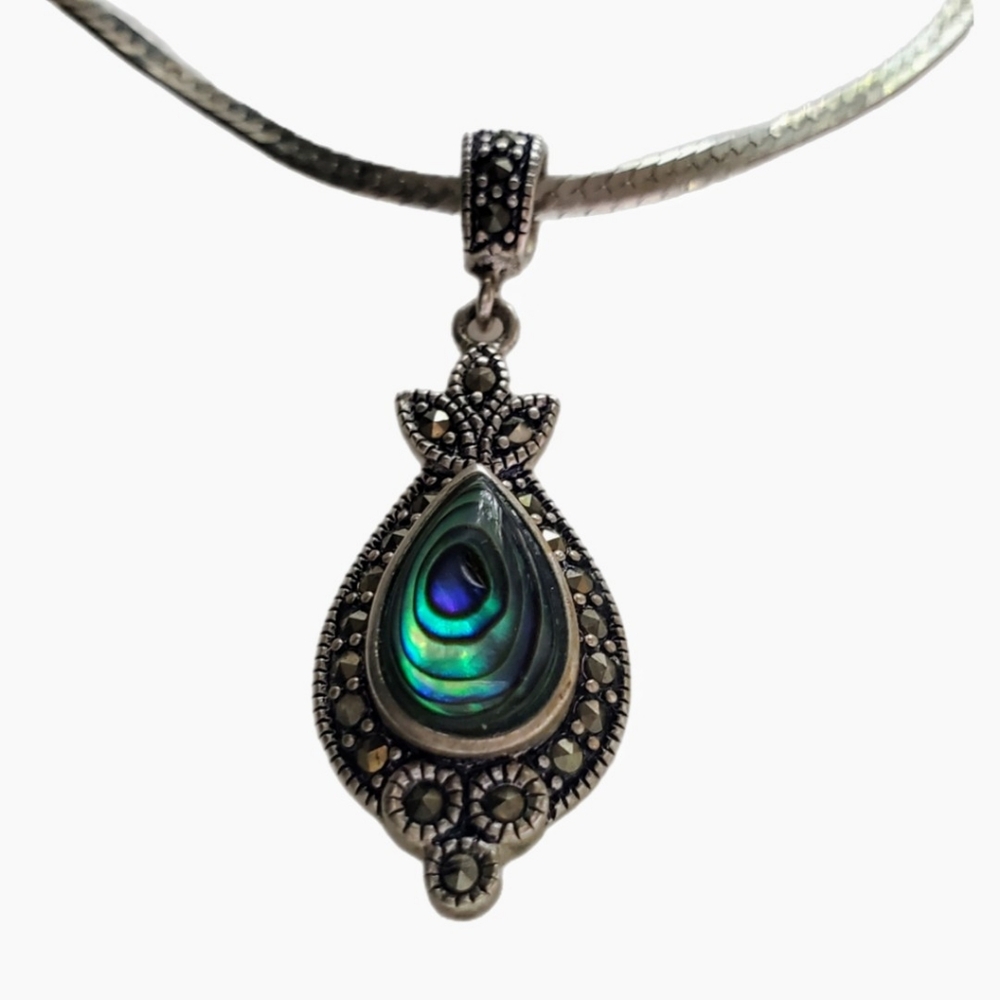 Vintage Sterling silver Abalone neclace